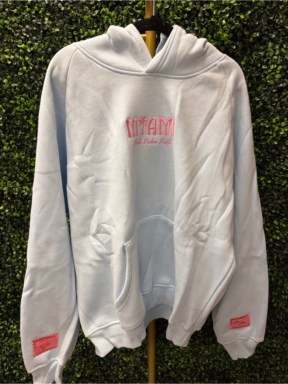 PINK PALM PUFF MIAMI HOODIE BLUE DREAM - M